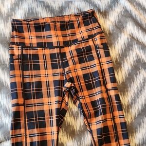 Constantly Varied Gear Plaid Capri Leggings - Orange and Black